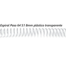ESPIRAL 8MM PLASTICO TRANSPARENTE PASO 64 5:1 C/100U DHP 182008