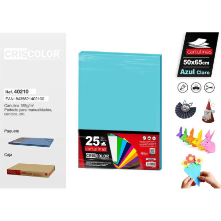 CARTULINA ECO 30KG 50*65 AZUL TURQUESA PTE 25U 06932