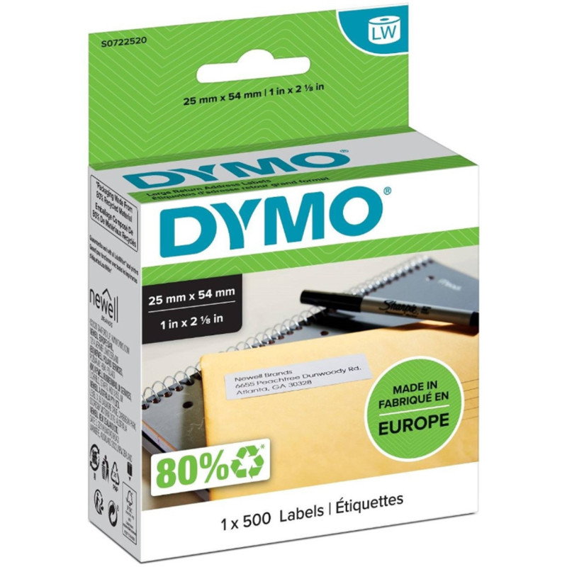 ETIQUETAS ROT. LABELWRITER 25 X 54 MM EN BLANCO DYMO