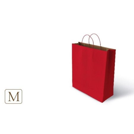 BOLSA PAPEL KRAFT LISO ROJO "M" 100GR 27+12*37 GOLDSTEPS PTE 25U 10222