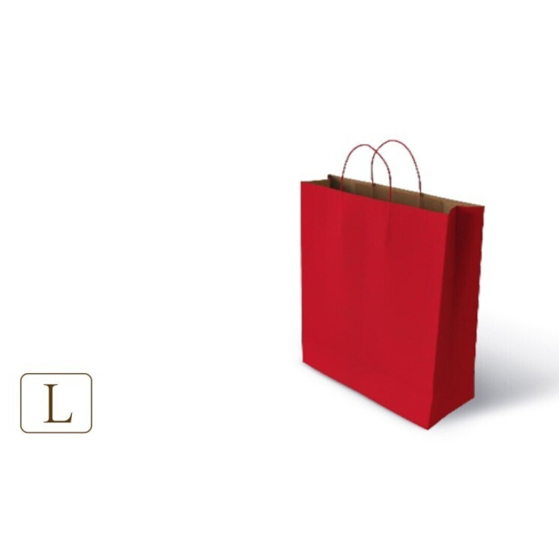 BOLSA PAPEL KRAFT LISO ROJO "L" 100GR 32+14*40 GOLDSTEPS PTE 25U 10321