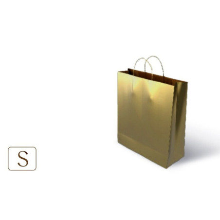 BOLSA PAPEL KRAFT METAL ORO "S" 100GR 24+10*32 GOLDSTEPS PTE 25U 11069