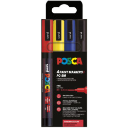 MARCD. POSCA PC-3M 0.9 - 1.3 MM caja 4u. SURTIDO BÁSICO