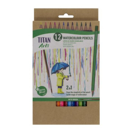 LAPIZ ACUARELABLE TITAN ARTS 12 COLORES C/PINCEL 130120012 UNIDAD TALENS