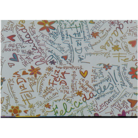 PAPEL REGALO ROLLO 62 SETIMPRES ESTUCADO FELICIDADES PLATA E8P