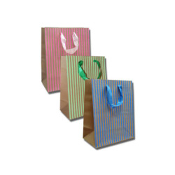 BOLSA PAPEL KRAFT RAYAS C/ASAS CINTA 18*23 FORCEL PTE 12U 0745