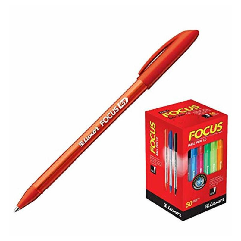 BOLIGRAFO LUXOR FOCUS ICY ROJO CAJA 50U ECONOMICO 1763 DMM