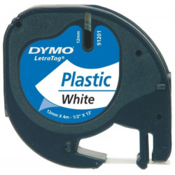 CINTA ROTULAR LETRATAG PLASTICO 12MMX4M NG/BL DYMO