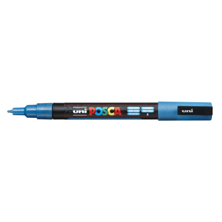 MARCADOR UNI-BALL POSCA PC-3ML PUNTA REDONDA 0,9-1,3MM PURPURINA AZUL CLARO (8)