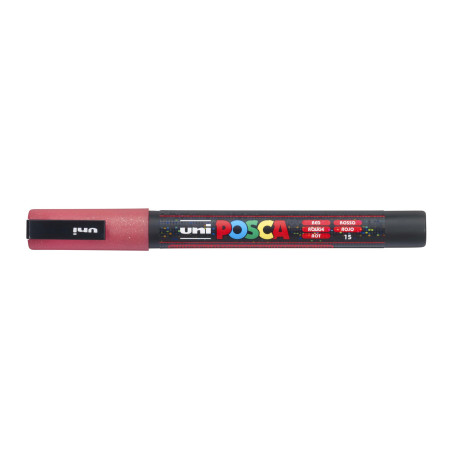 MARCADOR UNI-BALL POSCA PC-3ML PUNTA REDONDA 0,9-1,3MM PURPURINA ROJO (15)