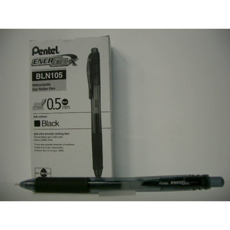 ROTULADOR PENTEL ENERGELX 0,5MM RETRACTIL NEGRO C/12U BL105-A