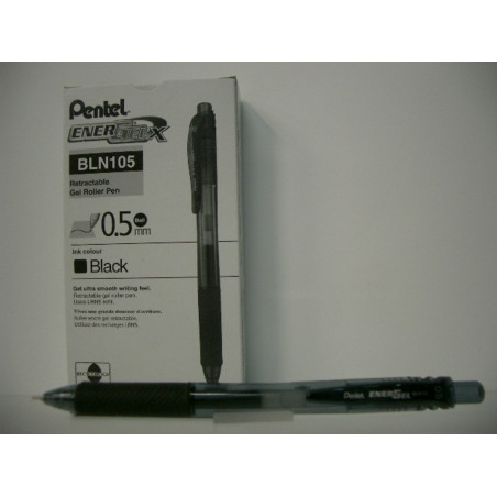 ROTULADOR PENTEL ENERGELX 0,5MM RETRACTIL NEGRO C/12U BL105-A