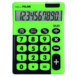 CALCULADORA DUO 10 DIGITOS BLISTER TECLAS GRANDES VERDE MILAN