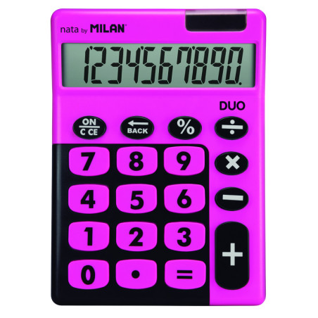 CALCULADORA DUO 10 DIGITOS BLISTER TECLAS GRANDES ROSA MILAN