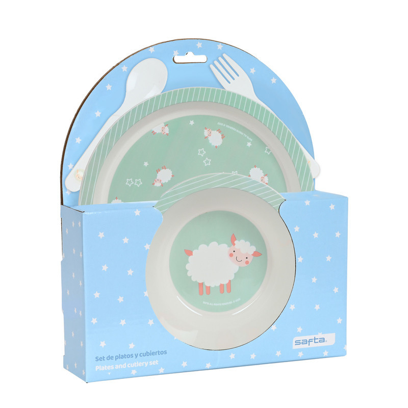 SET DE PLATOS Y CUBIERTOS SAFTA PREESCOLAR "OVEJITA" SAFTA23 ENERO 342357933