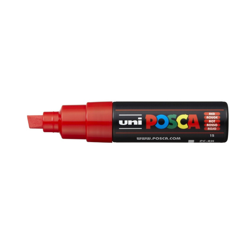 MARCADOR UNI-BALL POSCA PC-8K BISEL GRUESO 8MM ROJO -15-