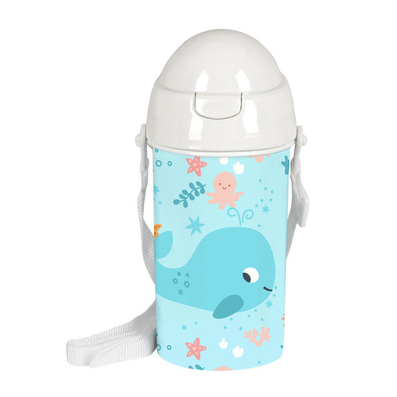 BOTELLA 500ML APERTURA AUTOM. CON PAJITA PREESCOLAR "BALLENITA" SAFTA22 VAC 342289899