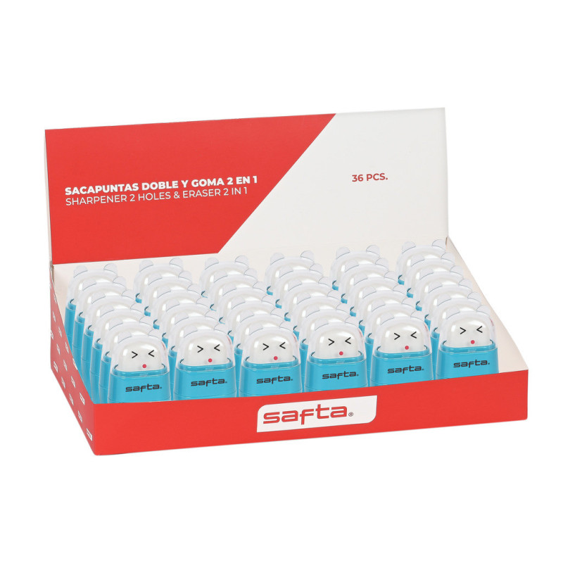 EXPOSITOR 36 PCS.SACAPUNTAS DOBLE Y GOMA SAFTA SAFTA26 3422051080 8X19 UNIDAD