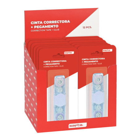 EXP. 12 PCS. CINTA CORRECTORA+PEGAMENTO SAFTA SAFTA26 3422051079 17X18,5 UNIDAD