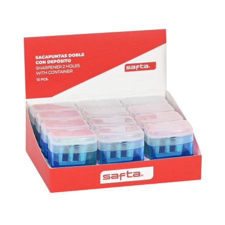 EXP. 12 PCS. SACAPUNTAS DOBLE DEPOSITO SAFTA SAFTA26 3422051054 6X15,5 UNIDAD