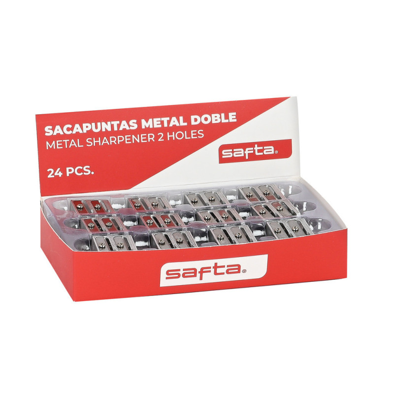 EXPOSITOR 24 PCS. SACAPUNTAS METAL DOBLE SAFTA SAFTA26 3422051051 3X16 UNIDAD
