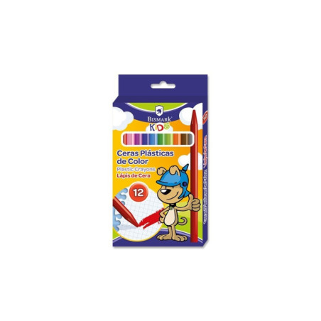 PACK 24 CAJAS CERAS DURAS ESCOLARES BISMARK KIDS 12 COLORES HQ 325172 POESSA
