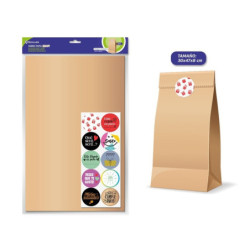 BOLSA PAPEL KRAFT MARRON SIN ASAS BISMARK 30*7*8 PACK 10 SOBRES + ADHESIVOS 332429 POESSA