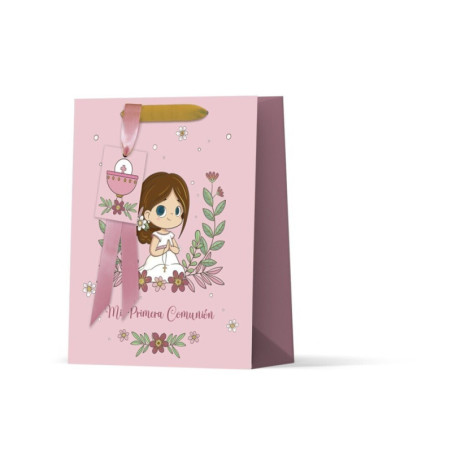 BOLSA REGALO PRIMERA COMUNION NIÑA PAPEL 333058 UNIDAD POESSA (12)