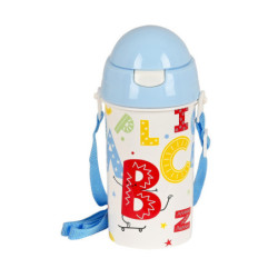 BOTELLA 500ML APERTURA AUTOM. CON PAJITA SAFTA PREESCOLAR "ALPHABET" 312287899 19,5*7,3 SAFTA22
