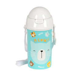 BOTELLA 500ML APERTURA AUTOM. CON PAJITA SAFTA PREESCOLAR "CAT" 312284899 19,5*7,3 SAFTA22