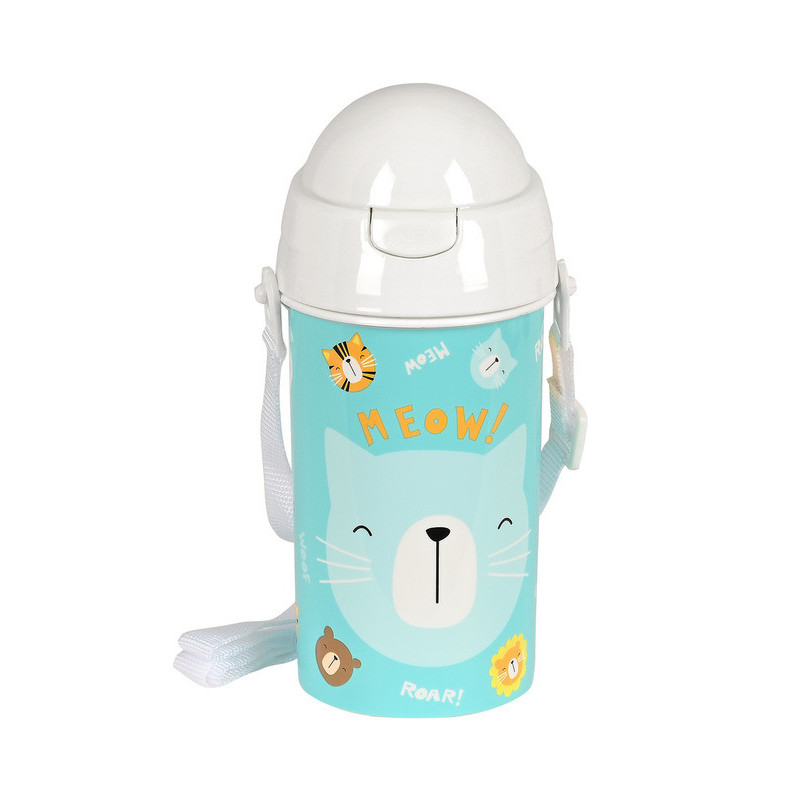 BOTELLA 500ML APERTURA AUTOM. CON PAJITA SAFTA PREESCOLAR "CAT" 312284899 19,5*7,3 SAFTA22