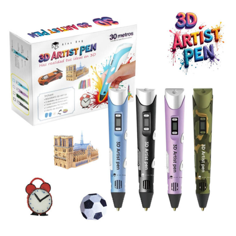 ROTULADOR IMPRESORA 3D PLA C/30 METROS ADAPTADOR USB ALEX BOG AB-0300