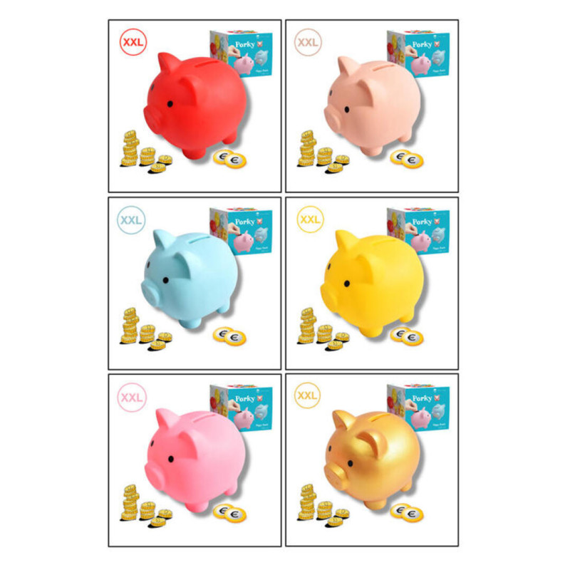 HUCHA CERDITO PORKY IRROMPIBLE C/TAPA 6 COLORES SURTIDOS ALEX BOG CB-110