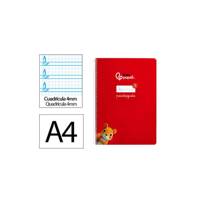 CUADERNO TD FL 80H LIDERPAPEL PAUTAGUIA LAMELA 4 MARGEN ROJO ARDILLA 171798