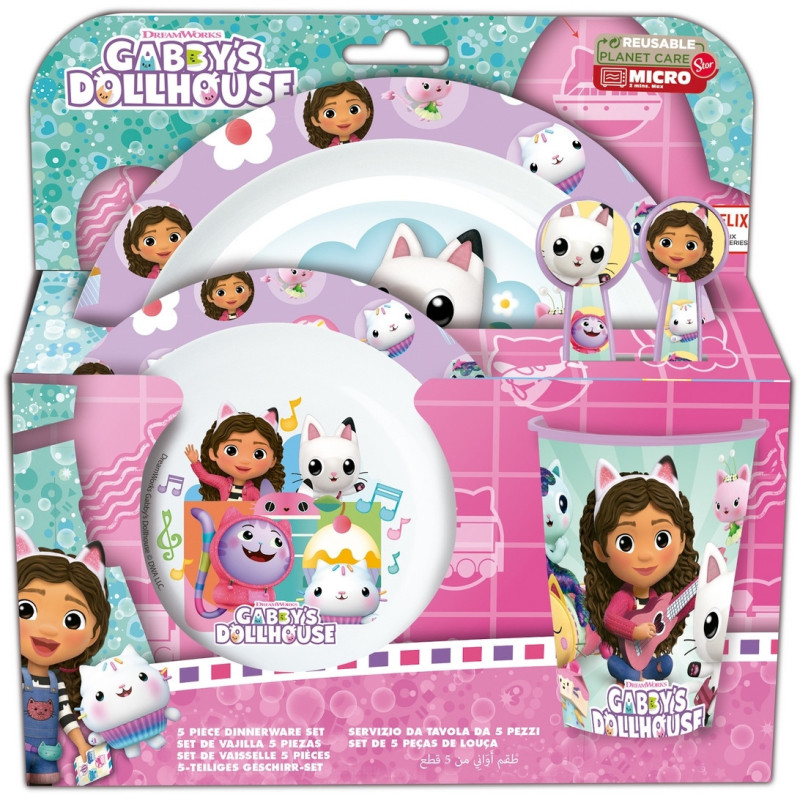SET MICRO KIDS 5 PIEZAS EN ESTUCHE GABBY'S DOLLHOUSE "PARTY" SAFTA25 ENERO 21250