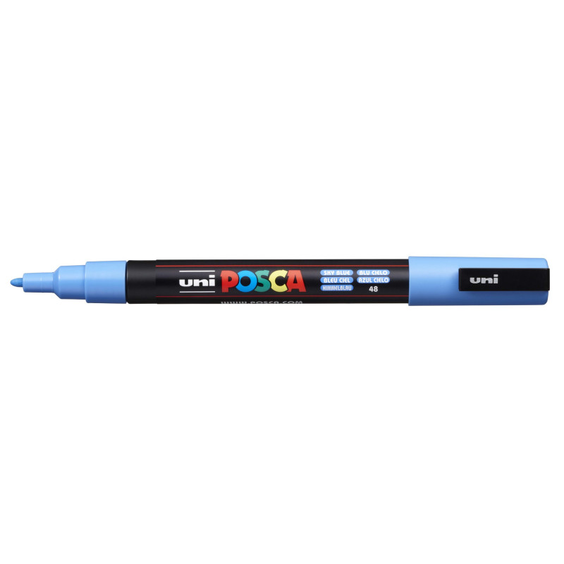 MARCADOR UNI-BALL POSCA PC-3M PUNTA REDONDA 0,9-1,3MM AZUL CIELO (48)