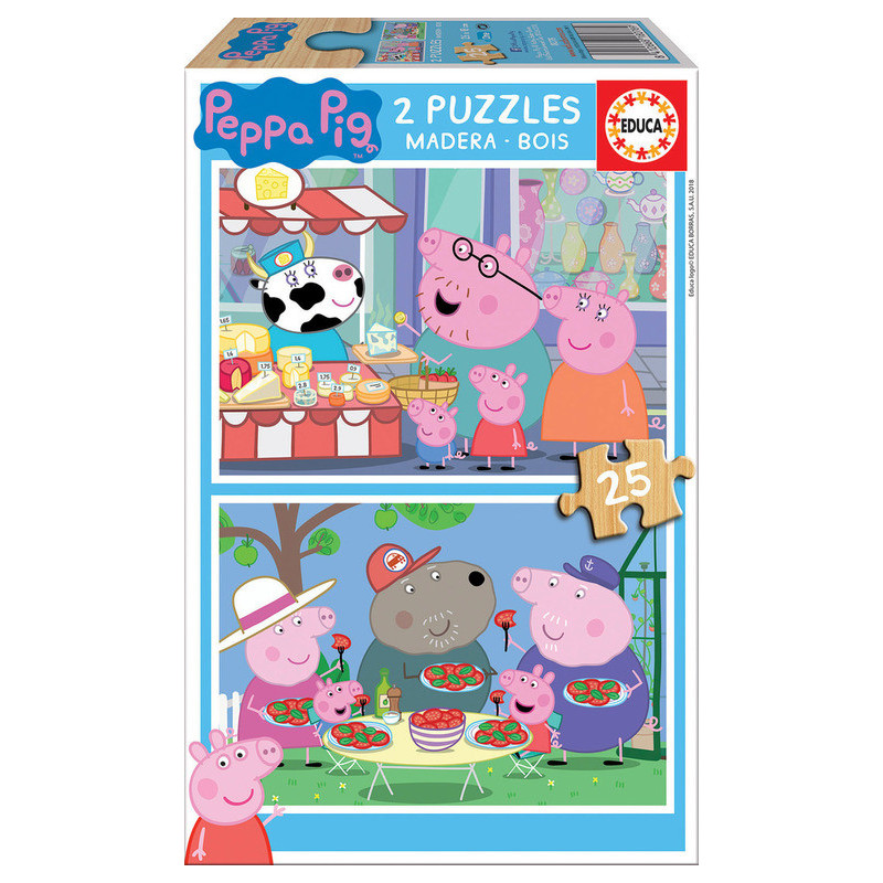 2 PUZZLES DE MADERA DE 25 PIEZAS PEPPA PIG "COSY CORNER" SAFTA23 ENERO 18078