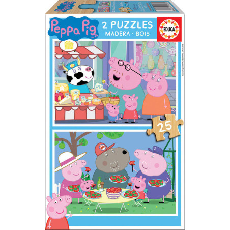 2 PUZZLES DE MADERA DE 25 PIEZAS PEPPA PIG "COSY CORNER" SAFTA23 ENERO 18078