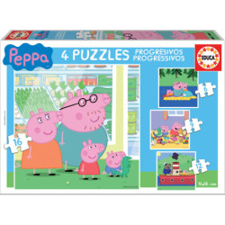 4 PUZZLES DE 6 A 16 PIEZAS PEPPA PIG "COSY CORNER" SAFTA23 ENERO 15918