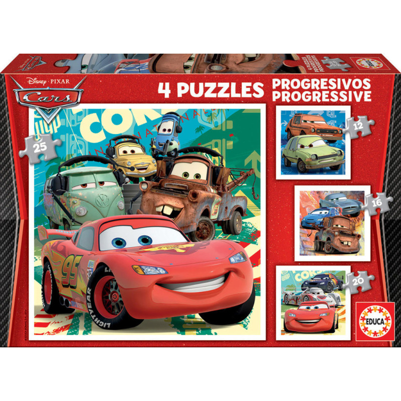 4 PUZZLES DE 12 A 25 PIEZAS CARS "LET'S RACE" SAFTA23 ENERO 14942
