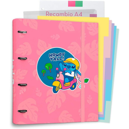 CARPEBLOC RINGBOOK 4A PREMIUM ERIK DISNEY STITCH C/SEPARADORES Y RECAMBIO CBK0105