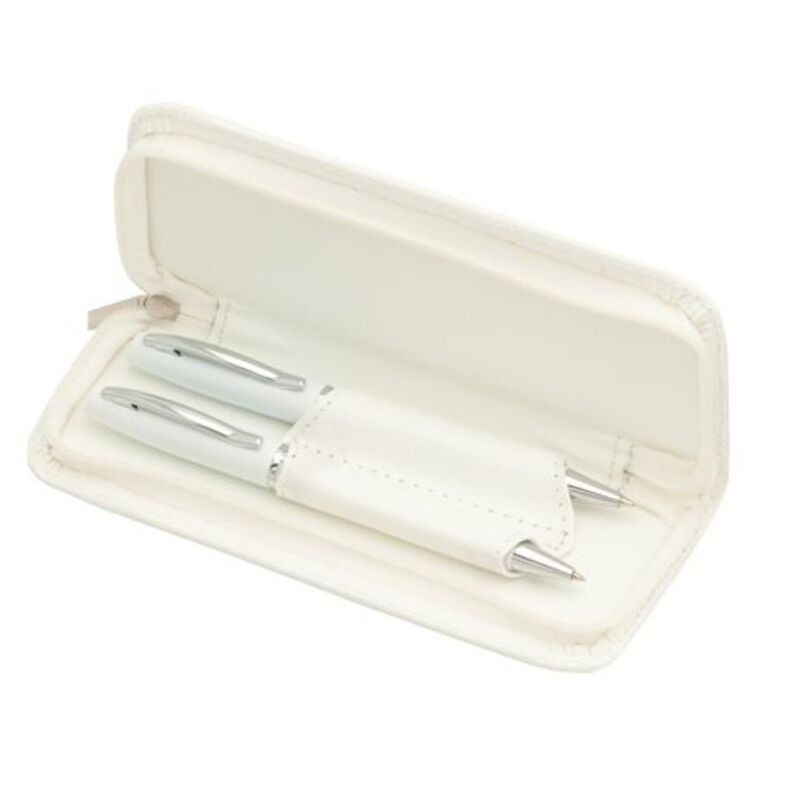 JUEGO BOLI LAPIZ FINIT POLIPIEL METAL C/ESTUCHE COLOR BLANCO 3649-01 DISPLAST