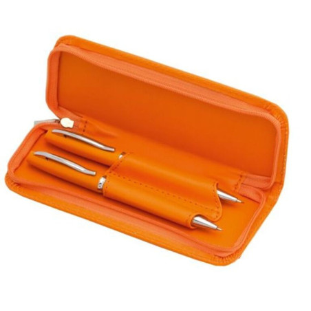 JUEGO BOLI LAPIZ FINIT POLIPIEL METAL C/ESTUCHE COLOR NARANJA 3649-07 DISPLAST