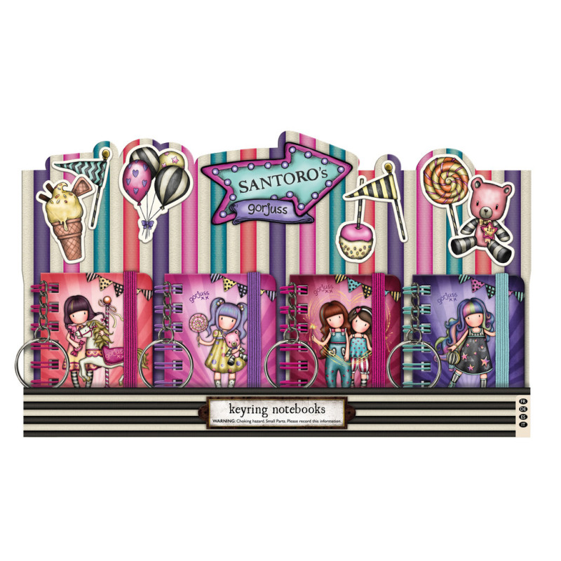 DISPLAY 16 LLAVEROS MINI LIBRETA GORJUSS™ FAIRGROUND "CAROUSEL" SAFTA23 ENERO 1047GJD03
