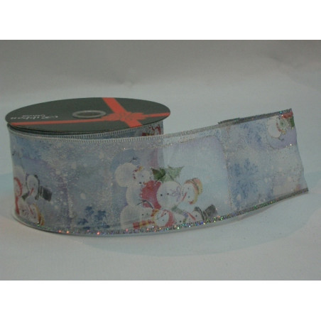 CINTA REGALO SEDA AZUL MUÑECO NIEVE 120MM 10YD 57307 ^