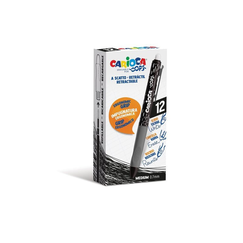BOLIGRAFO CARIOCA OOPS RETRACTIL BORRABLE NEGRO C/12U 43043/01