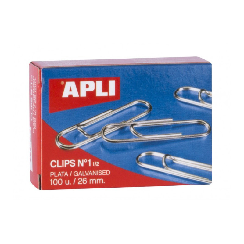 CLIPS LABIADOS Nº 1 1/2 (25MM) PLATA CJ.100 APLI