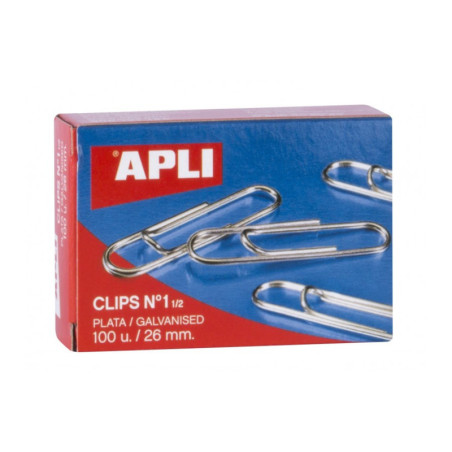 CLIPS LABIADOS Nº 1 1/2 (25MM) PLATA CJ.100 APLI