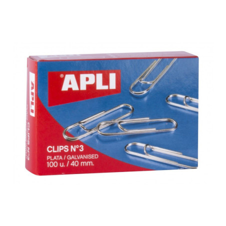 CLIPS LABIADOS Nº 3 (40MM) PLATA CJ.100 APLI