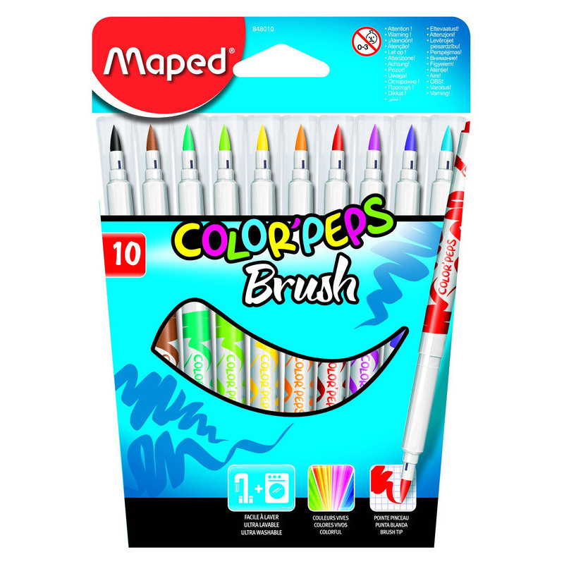 ROTULADOR MAPED COLOR PEPS BRUSH PINCEL C/10U CARTON 848010